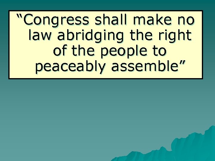 “Congress shall make no Freedom of Assmebly law abridging the right of the people
