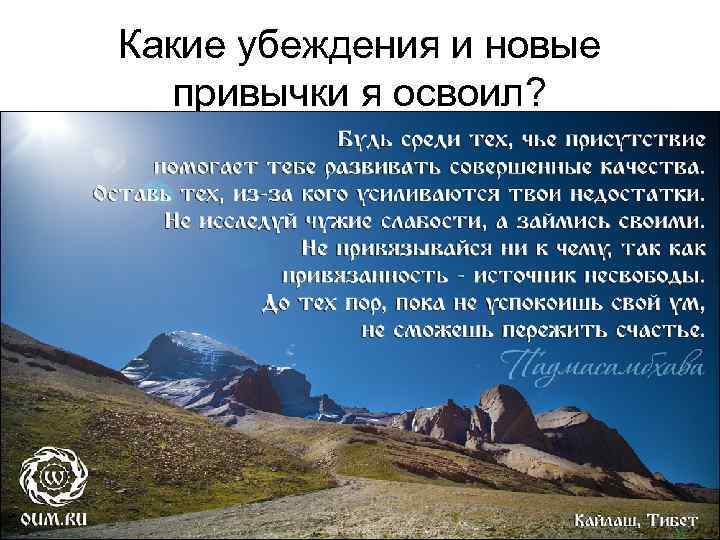 Какие убеждения и новые привычки я освоил? 