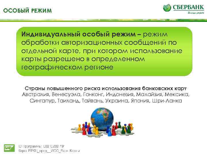 ОСОБЫЙ РЕЖИМ Индивидуальный особый режим – режим обработки авторизационных сообщений по отдельной карте, при