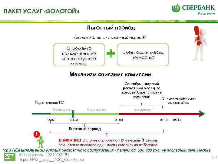 ПАКЕТ УСЛУГ «ЗОЛОТОЙ» Льготный период Сколько длится льготный период? С момента подключения до конца