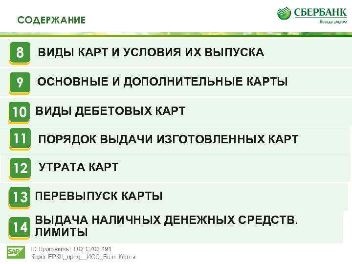 Те СОДЕРЖАНИЕИ определения 8 ВИДЫ КАРТ И УСЛОВИЯ ИХ ВЫПУСКА 9 ОСНОВНЫЕ И ДОПОЛНИТЕЛЬНЫЕ