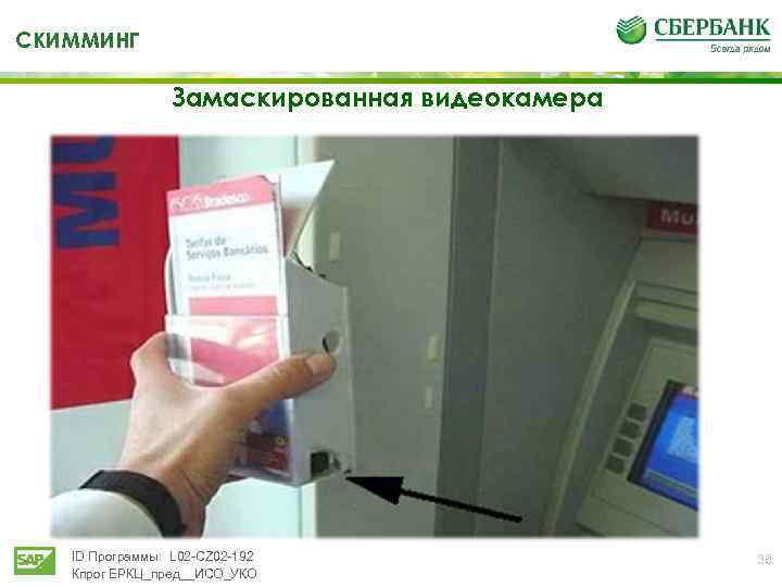 СКИММИНГ Замаскированная видеокамера ID Программы: L 02 -CZ 02 -192 Кпрог ЕРКЦ_пред__ИСО_УКО 36 