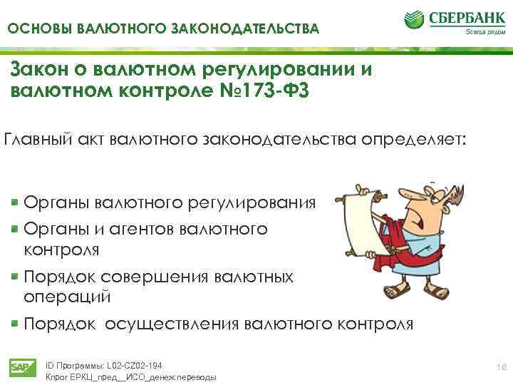 ОСНОВЫ ВАЛЮТНОГО ЗАКОНОДАТЕЛЬСТВА Закон о валютном регулировании и валютном контроле № 173 -ФЗ Главный