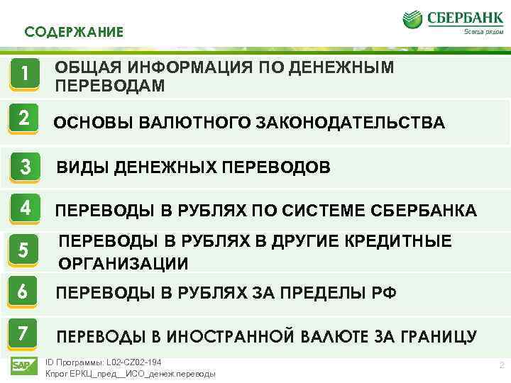 СОДЕРЖАНИЕ 1 ОБЩАЯ ИНФОРМАЦИЯ ПО ДЕНЕЖНЫМ ПЕРЕВОДАМ 2 ОСНОВЫ ВАЛЮТНОГО ЗАКОНОДАТЕЛЬСТВА 3 ВИДЫ ДЕНЕЖНЫХ