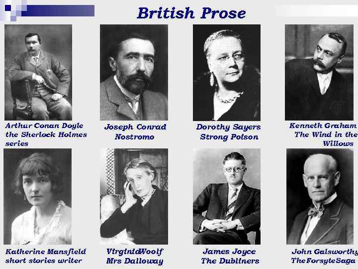 British Prose Arthur Conan Doyle the Sherlock Holmes series Joseph Conrad Nostromo Dorothy Sayers