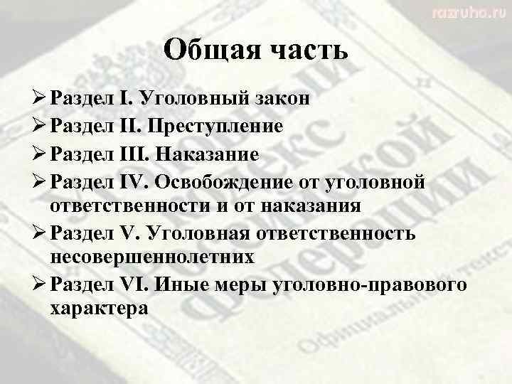 Содержание кодекса