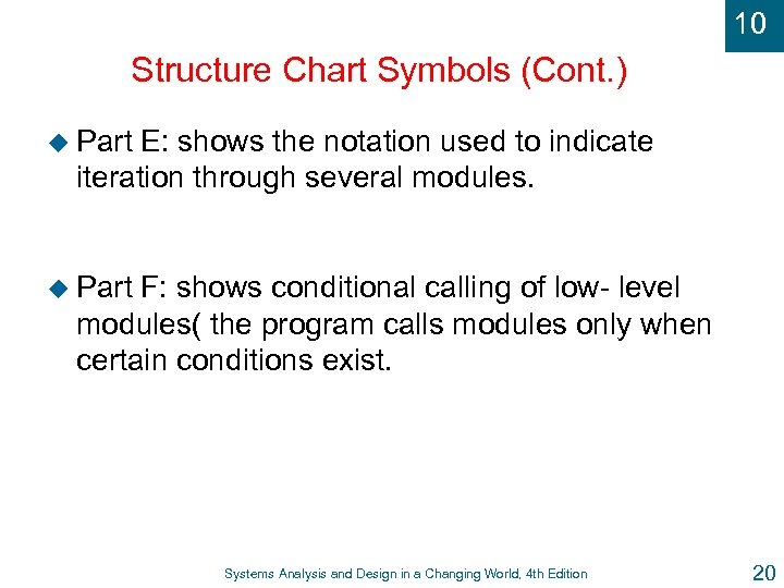 10 Structure Chart Symbols (Cont. ) u Part E: shows the notation used to