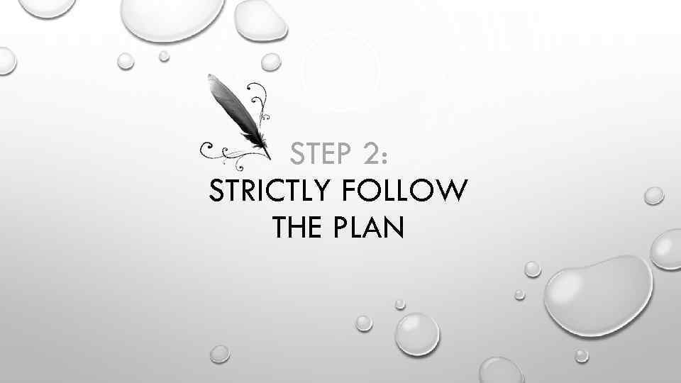 STEP 2: STRICTLY FOLLOW THE PLAN 