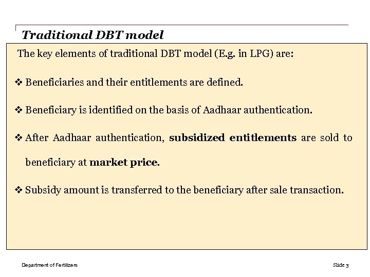 Traditional DBT model The key elements of traditional DBT model (E. g. in LPG)