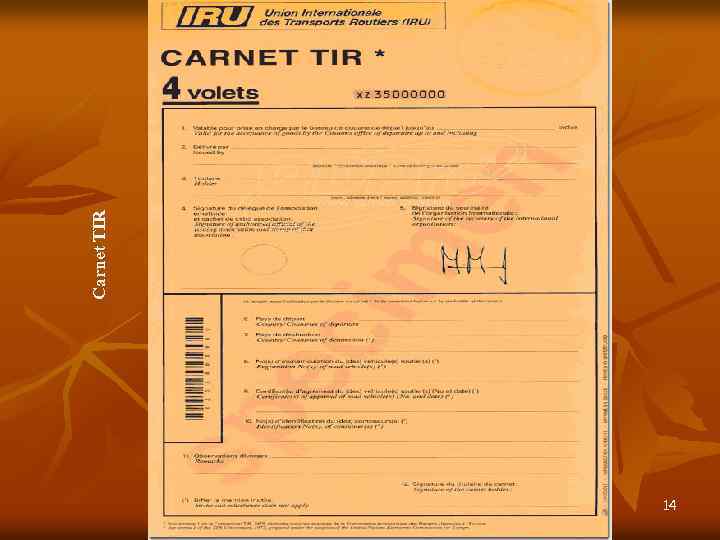 14 Carnet TIR 