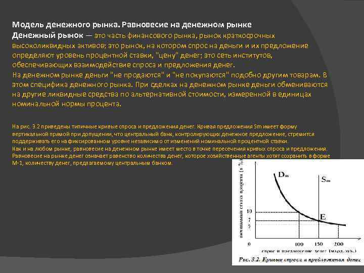 Кто является купцом на денежном рынке. Равновесие на денежном-финансовом рынке. Модель равновесия на денежном рынке. "Моделирование денежного рынка". Спрос на деньги складывается из.