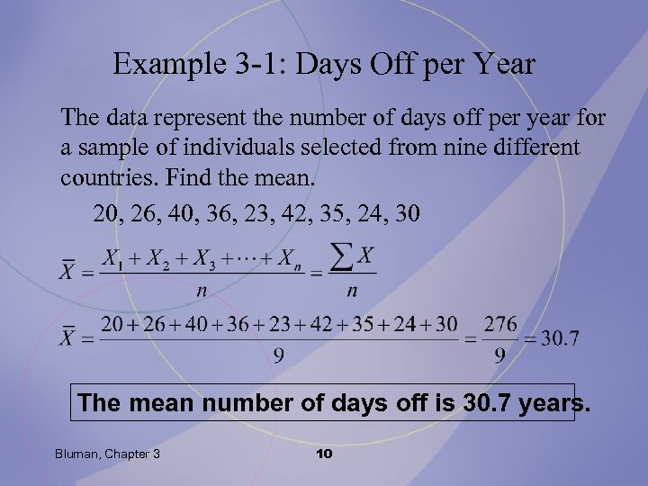 Example 3 -1: Days Off per Year The data represent the number of days