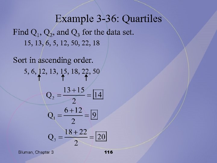Example 3 -36: Quartiles Find Q 1, Q 2, and Q 3 for the