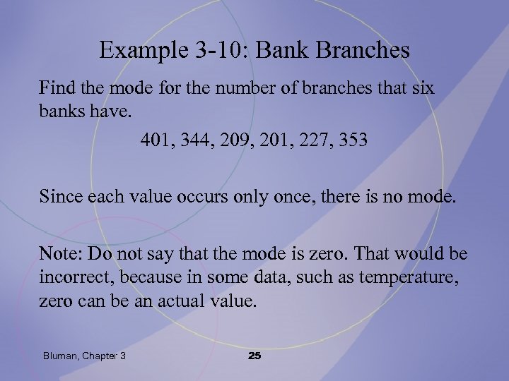 Example 3 -10: Bank Branches Find the mode for the number of branches that