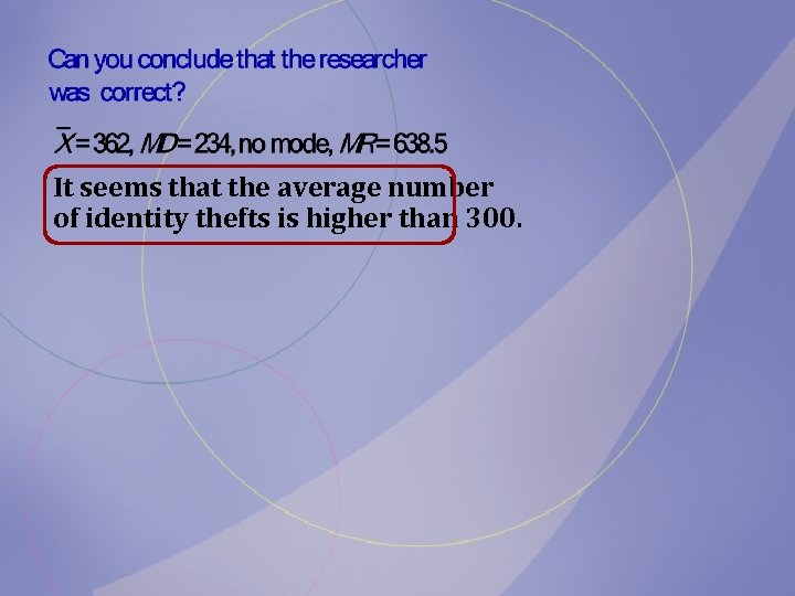 It seems that the average number of identity thefts is higher than 300. 