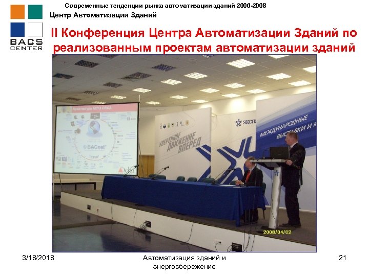 Современные тенденции рынка автоматизации зданий 2006 -2008 Центр Автоматизации Зданий II Конференция Центра Автоматизации