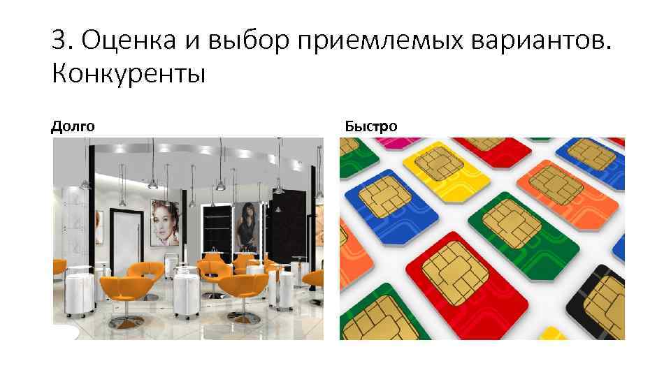 3. Оценка и выбор приемлемых вариантов. Конкуренты Долго Быстро 