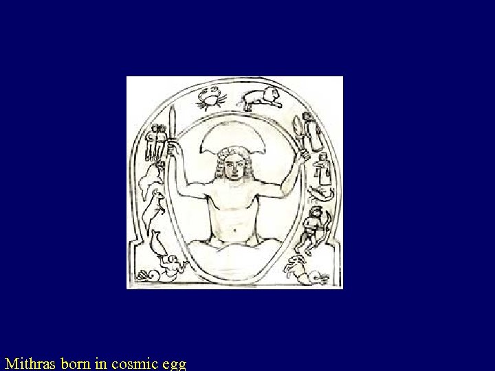Mithras born in cosmic egg 