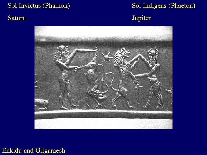 Sol Invictus (Phainon) Sol Indigens (Phaeton) Saturn Jupiter Enkidu and Gilgamesh 