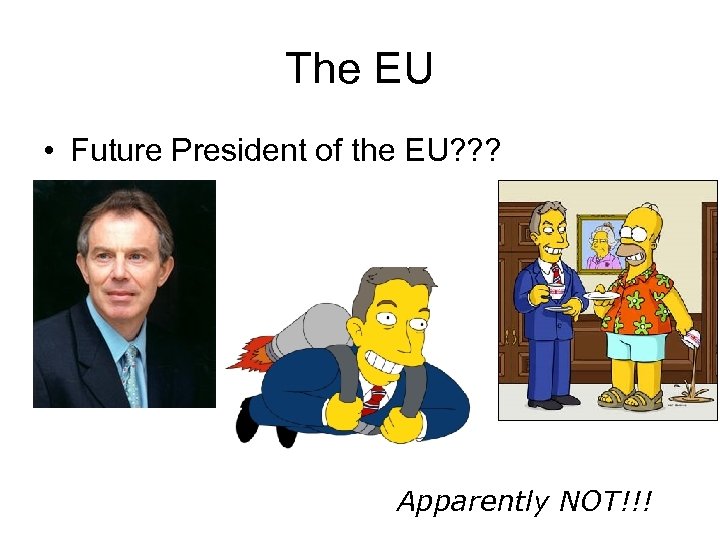 The EU • Future President of the EU? ? ? Apparently NOT!!! 