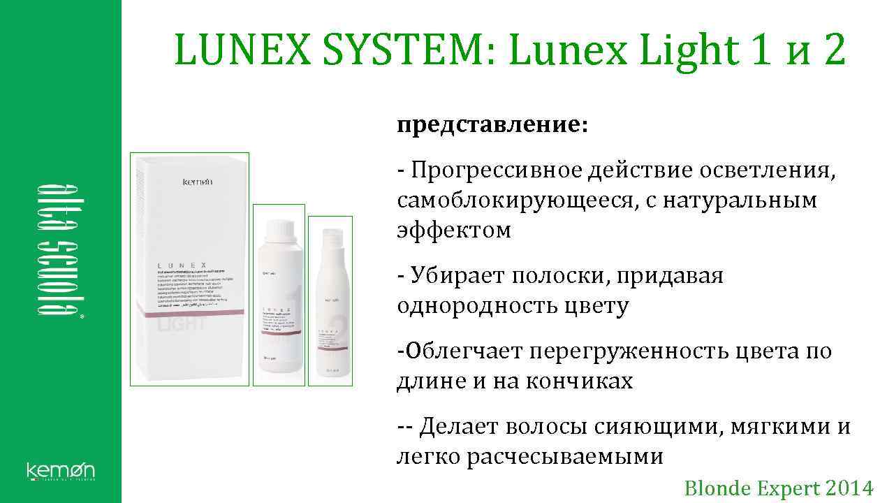 LUNEX SYSTEM: Lunex Light 1 и 2 представление: - Прогрессивное действие осветления, самоблокирующееся, с
