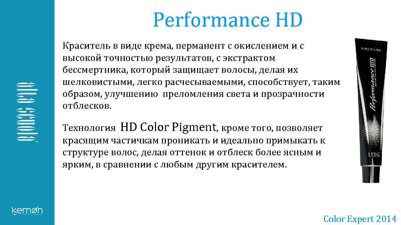 Performance HD Краситель в виде крема, перманент с окислением и с высокой точностью результатов,