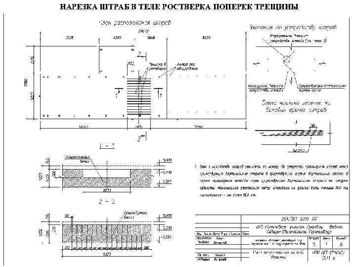 НАРЕЗКА ШТРАБ В ТЕЛЕ РОСТВЕРКА ПОПЕРЕК ТРЕЩИНЫ 
