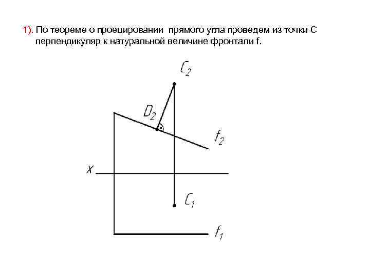 1). По теореме о проецировании прямого угла проведем из точки C перпендикуляр к натуральной