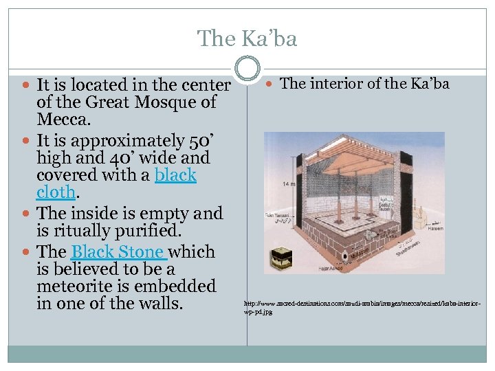 The Ka’ba It is located in the center of the Great Mosque of Mecca.