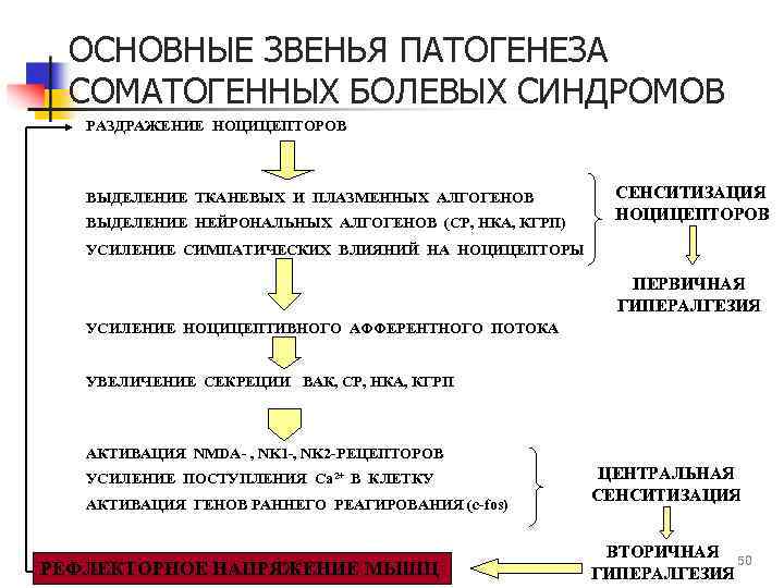 Схема механизмов развития первичной и вторичной гиперальгезии