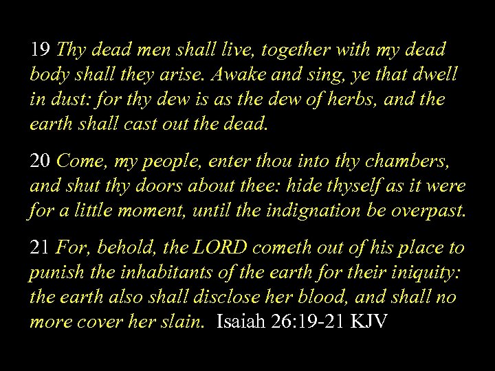 19 Thy dead men shall live, together with my dead body shall they arise.