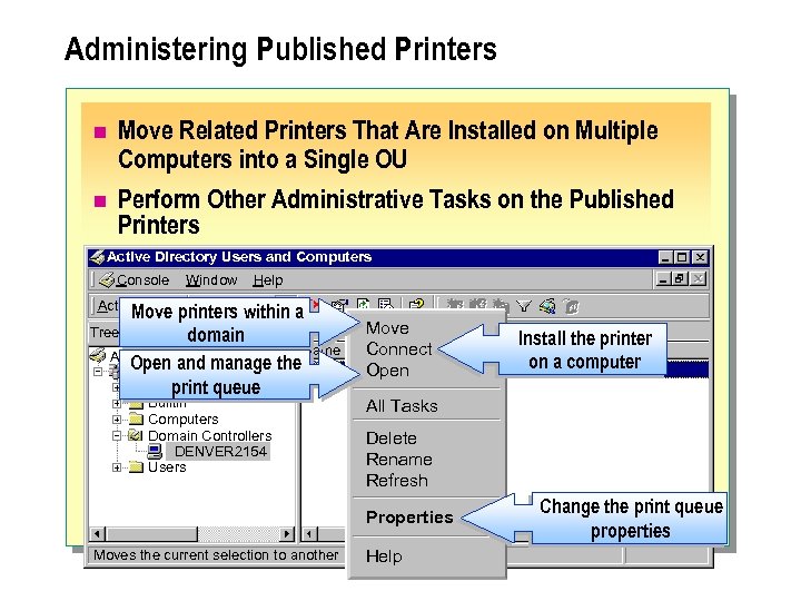 Administering Published Printers n Move Related Printers That Are Installed on Multiple Computers into