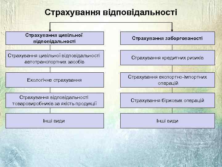 Страхування відповідальності Страхування цивільної відповідальності Страхування заборгованості Страхування цивільної відповідальності автотранспортних засобів Страхування кредитних