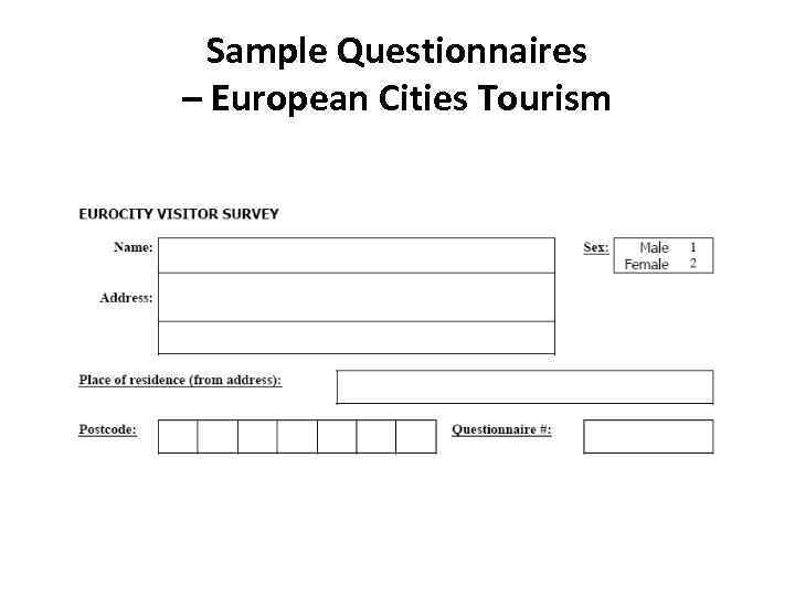 Sample Questionnaires – European Cities Tourism 