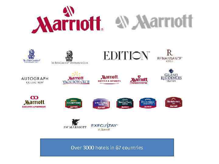 Over 3000 hotels in 67 countries 