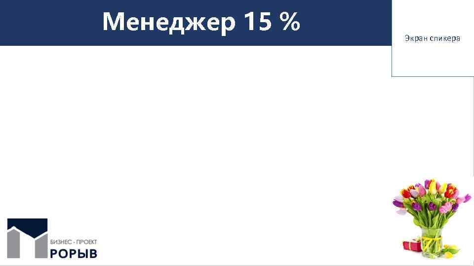 Менеджер 15 % Экран спикера 