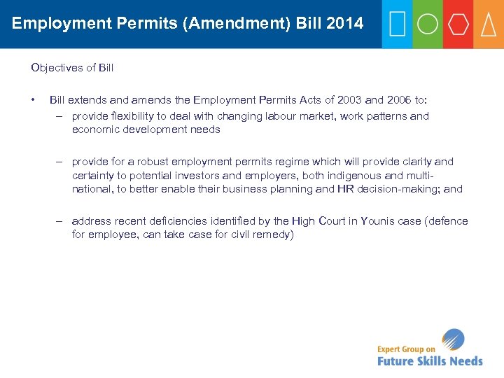 Employment Permits (Amendment) Bill 2014 Objectives of Bill • Bill extends and amends the