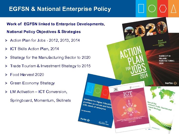 EGFSN & National Enterprise Policy Work of EGFSN linked to Enterprise Developments, National Policy