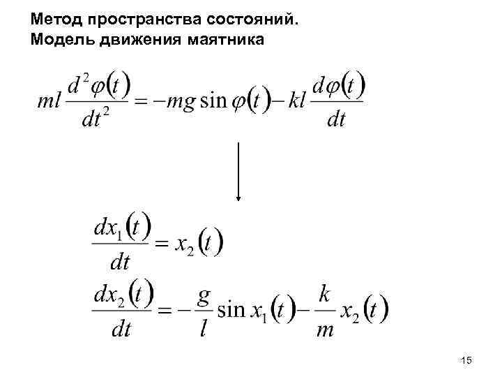 Методология пространства. Метод пространства состояний. Уравнение в пространстве состояний. • Модель системы в пространстве состояний. Пространство состояний пример.