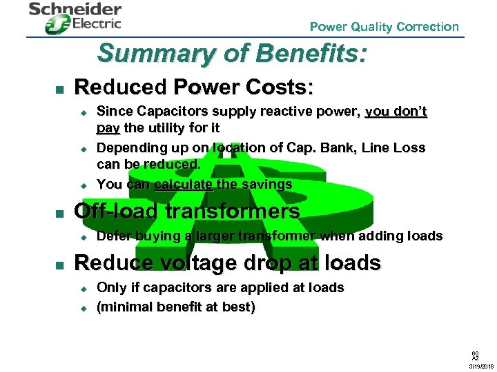 Power Quality Correction Summary of Benefits: n Reduced Power Costs: u u u n