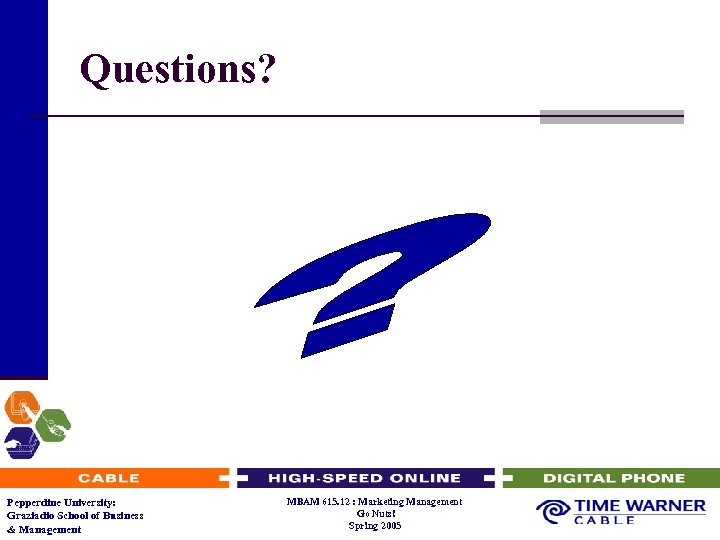 Questions? Pepperdine University: Graziadio School of Business & Management MBAM 615. 12 : Marketing