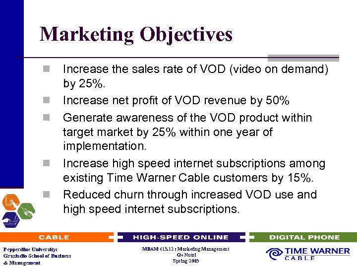 Marketing Objectives n n n Increase the sales rate of VOD (video on demand)