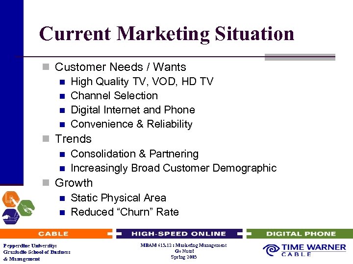 Current Marketing Situation n Customer Needs / Wants n High Quality TV, VOD, HD