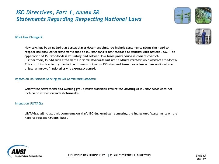 ISO Directives, Part 1, Annex SR Statements Regarding Respecting National Laws What Has Changed?