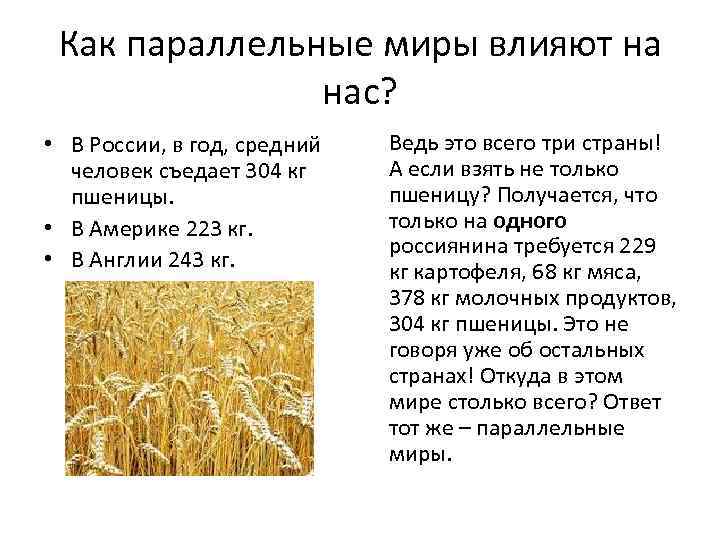 Как параллельные миры влияют на нас? • В России, в год, средний человек съедает