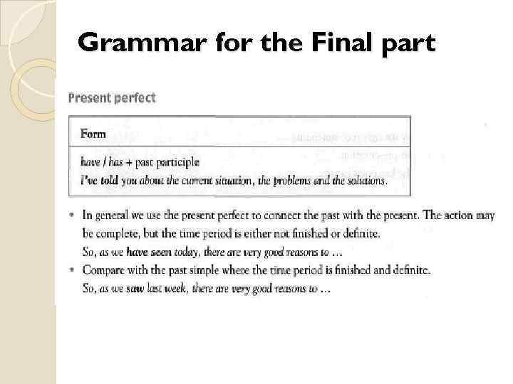 Grammar for the Final part 