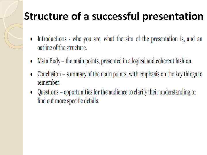 Structure of a successful presentation 