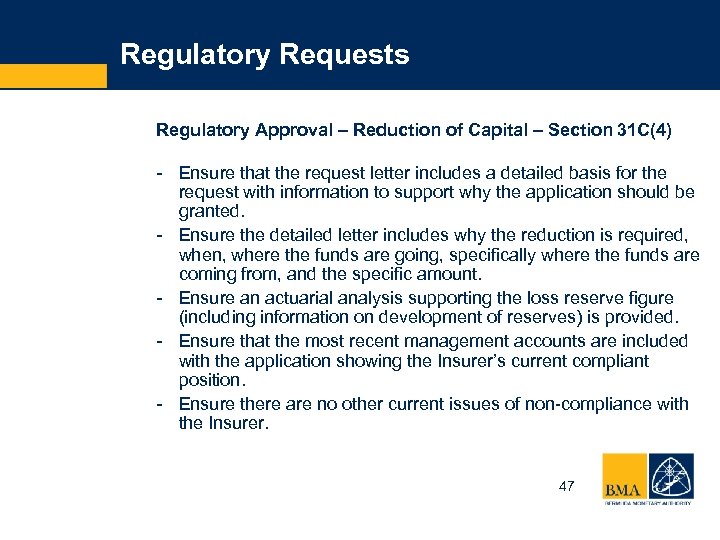 Regulatory Requests Regulatory Approval – Reduction of Capital – Section 31 C(4) - Ensure