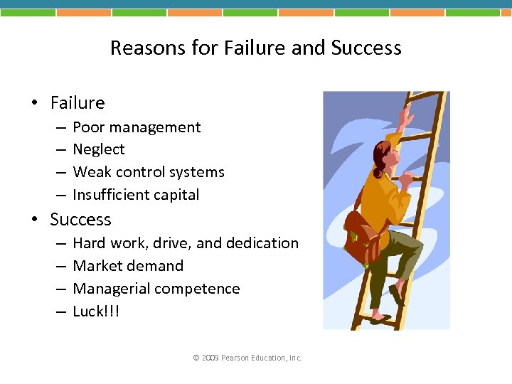 Reasons for Failure and Success • Failure – – Poor management Neglect Weak control