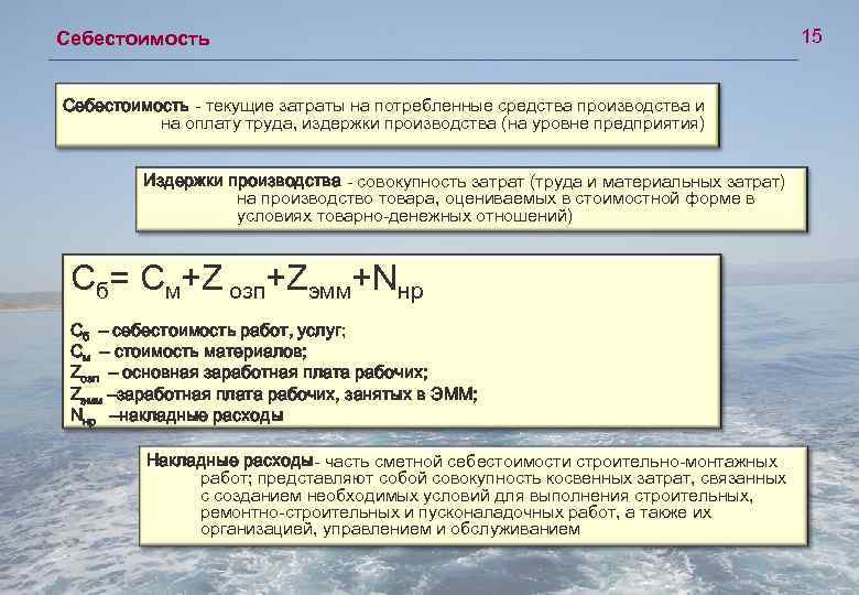 Себестоимость - текущие затраты на потребленные средства производства и на оплату труда, издержки производства